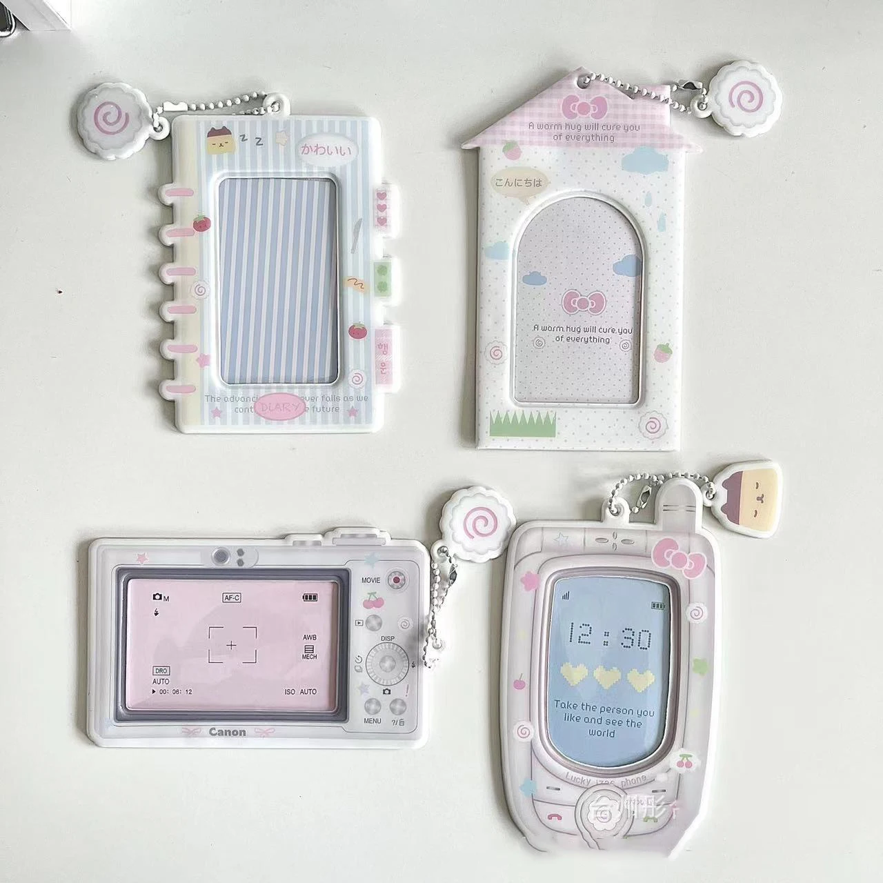 Card Holder Cartoon House Game Machine Card Sleeve Keychain Cute Idol Photocard Display Pendant Kpop Photo Card Protective Cover Case