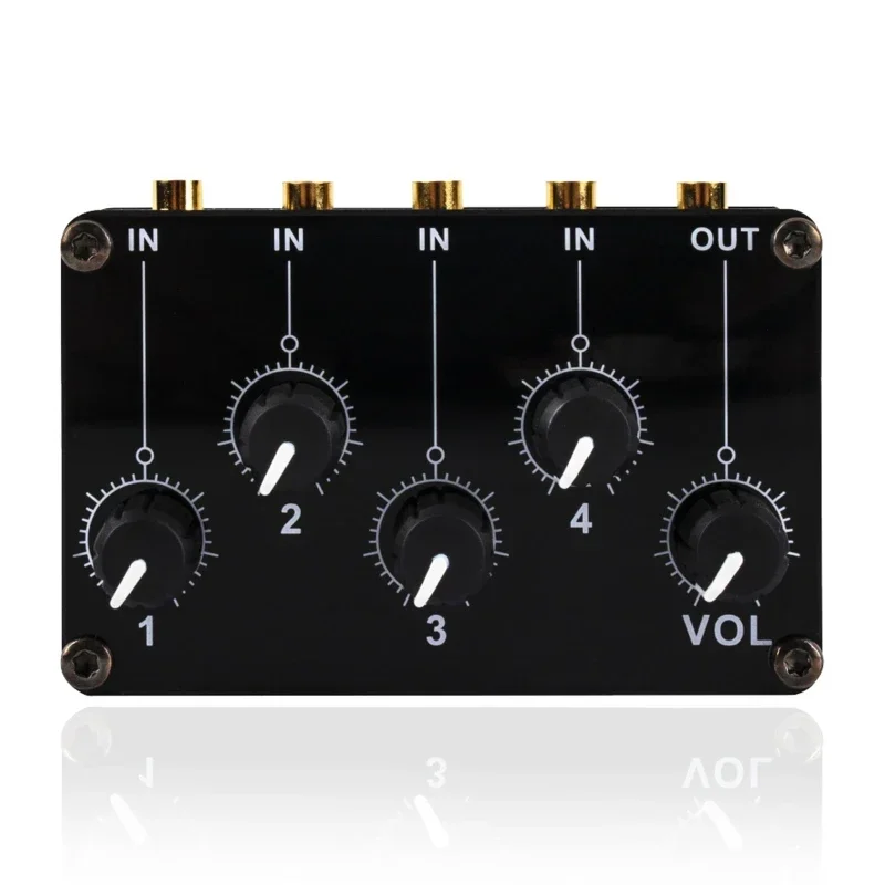 AUX 수동 믹서 스테레오 믹서, 라인 레벨 제어, 4-in-1-out, 3.5mm, 드롭 배송