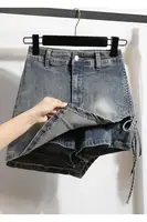 Plus Size Denim Skirt For Women Summer 2024 New High Waisted Mini Blue Jeans Skirts With Lining Korean Fashion Mini Skirt Woman - Image 6