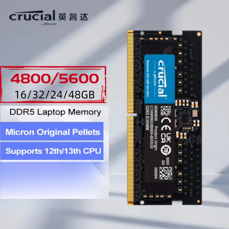 Crucial DDR5 4800MHz 5600MHz 262-Pin SO-DIMM 1.1V CL40 CL46 Laptop Memory 8GB 16GB 32GB For Laptop Memory Module Laptop Ram Memory Notebook Ram Memory
