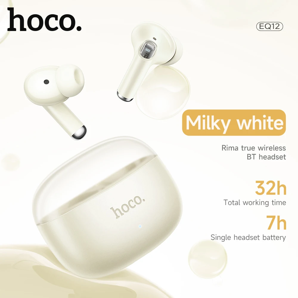 Auriculares inalámbricos HOCO EQ12 TWS con Bluetooth y control táctil para llamadas, música, auriculares estéreo para Xiaomi y iPhone 16