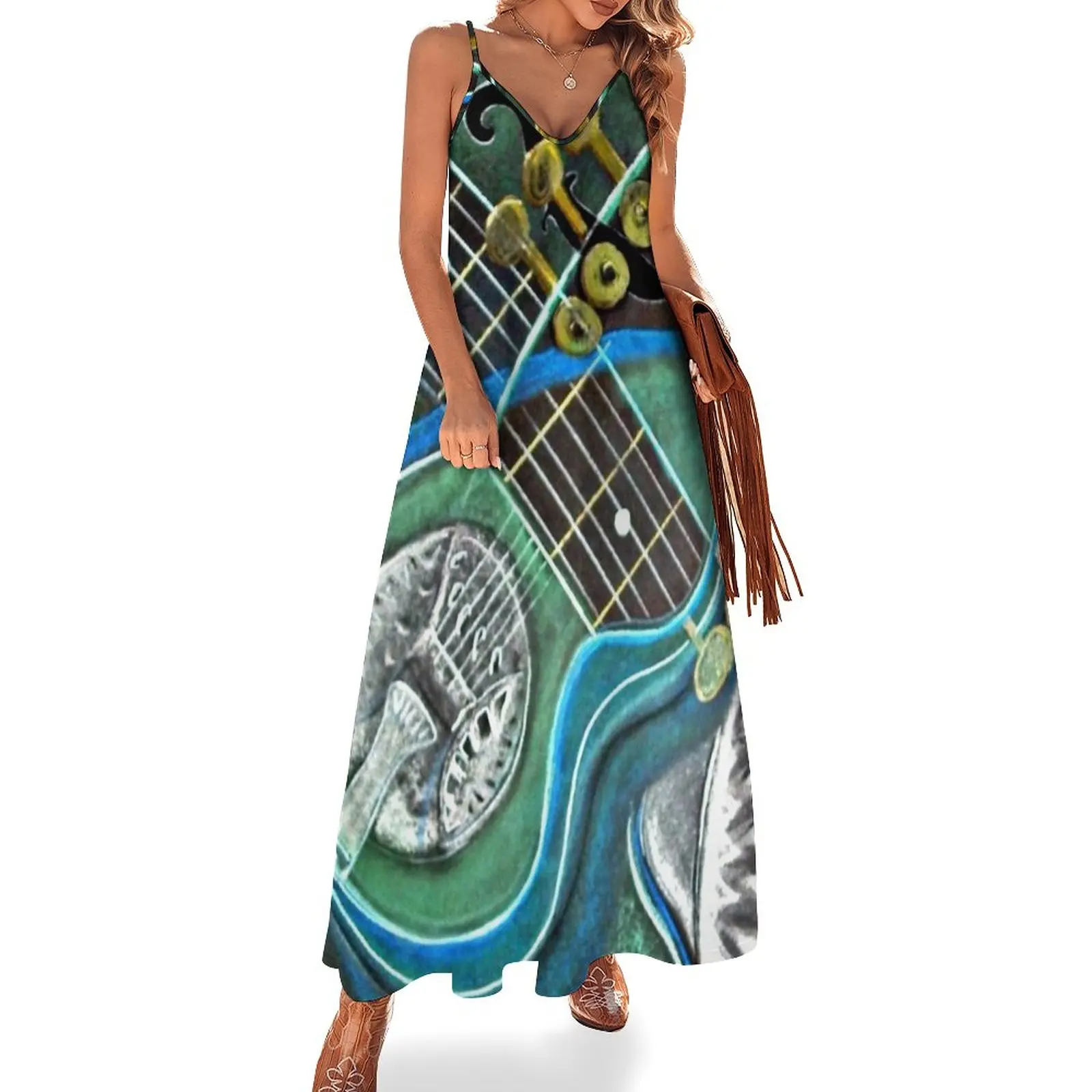 

Bluegreen Dobro Sleeveless Dress Woman clothing african dresses for woman dresses for woman summer dress 2024 trendy