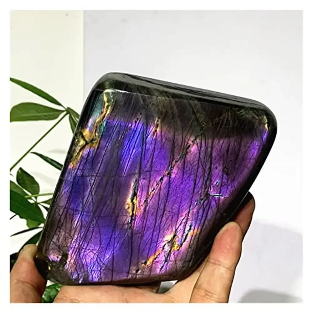Labradorite Crystal Rocks Purple Natural Stones Room Decor Energy Focus Gift Crystal Healing Stones Degaussing Home Office Decor