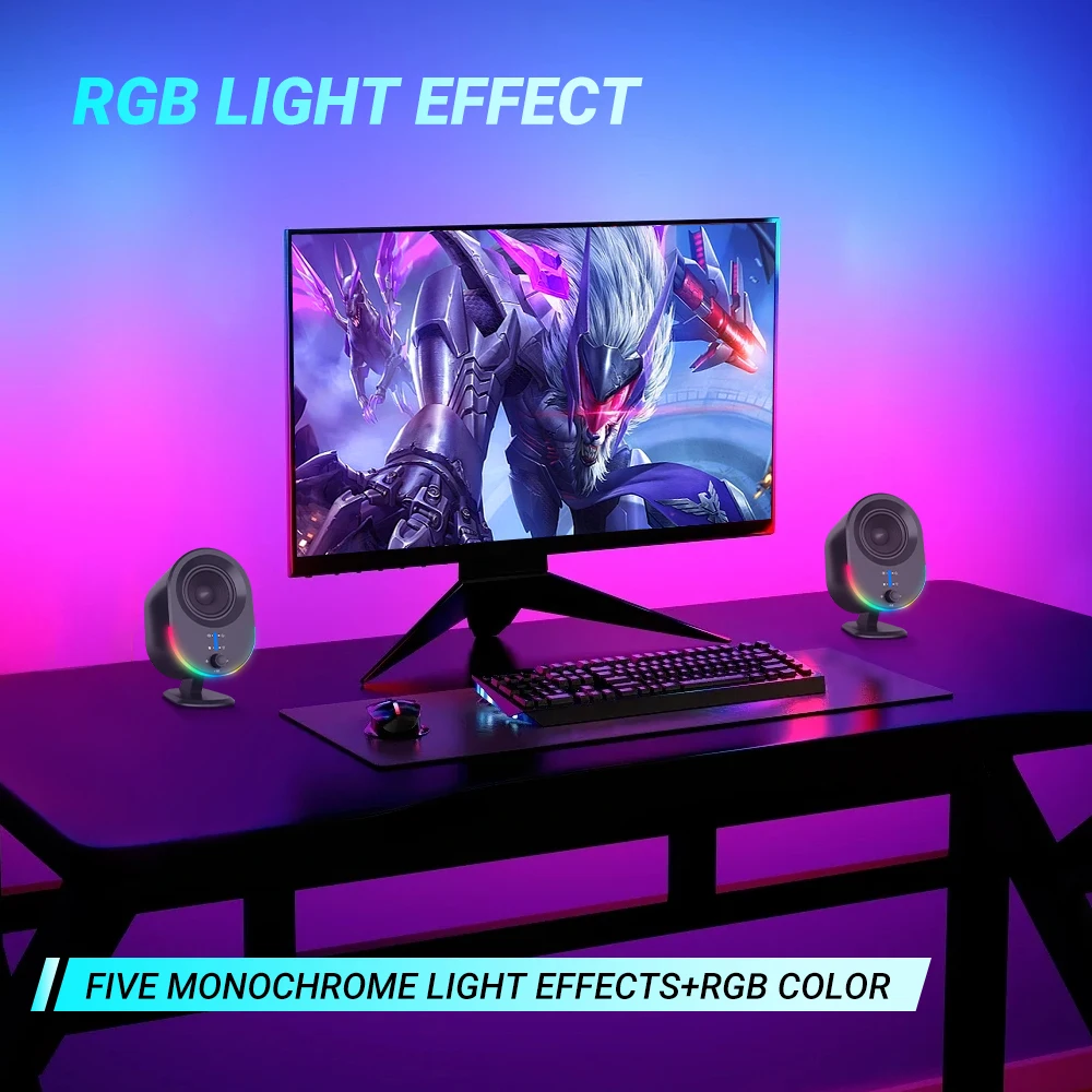2.0 Gaming Bluetooth Speaker Computer USB sound card AUX input 20W RGB Light Effect 2.75 inch full range unit