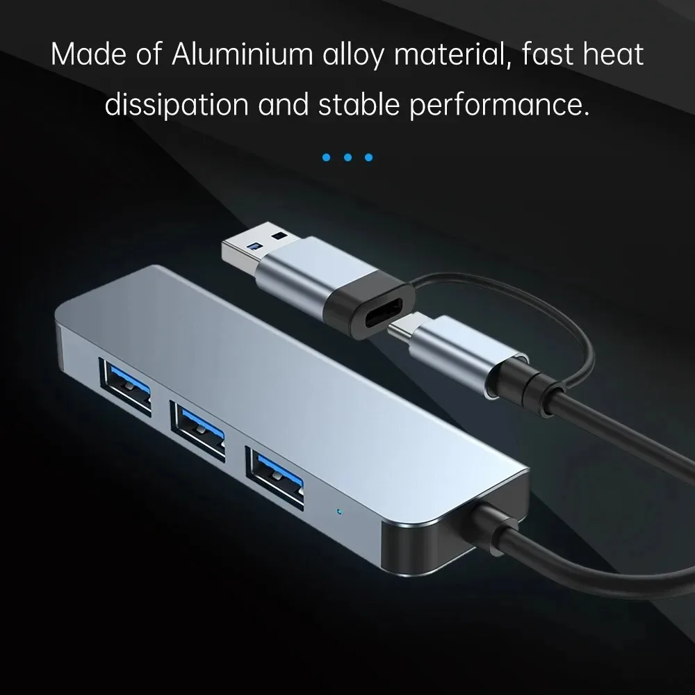 4-in-1 Docking Station Type C to USB Hub USB3.0 5gbps USB2.0 Compatible with MacBook Pro/Air Surface Pro PS4 XPS PC Flash Drive