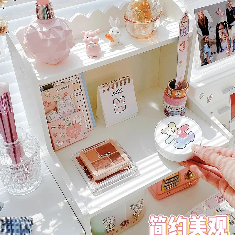 Desktop Storage Rack Dormitory Home Desk Sorting Sundry Storage Cute Student Computer Desktop Elevated Rack Organizer Storage Racks