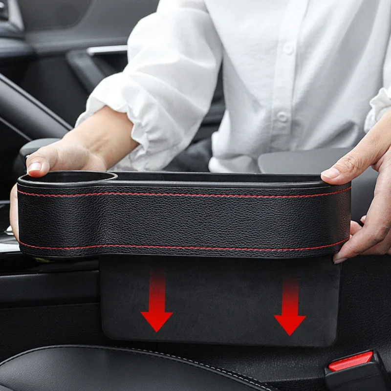 

Leather Gap Storage Box For Car Seat Crevice Storage Box Vehicle Organizer Bag Stowing Tidying Automotive Interior Accessories