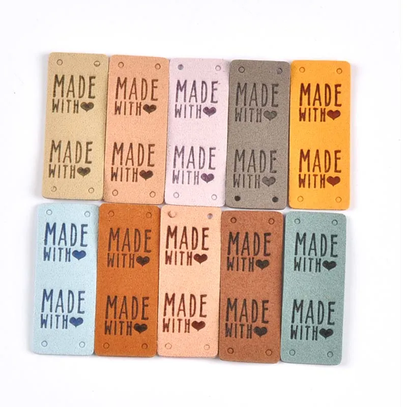 Garment Labels Sewing Labels Clothing Labels 20Pcs 2x5cm PU Cloth Handmade Embossed Tags DIY Flag Label For Garment Sewing Accessories cp3470