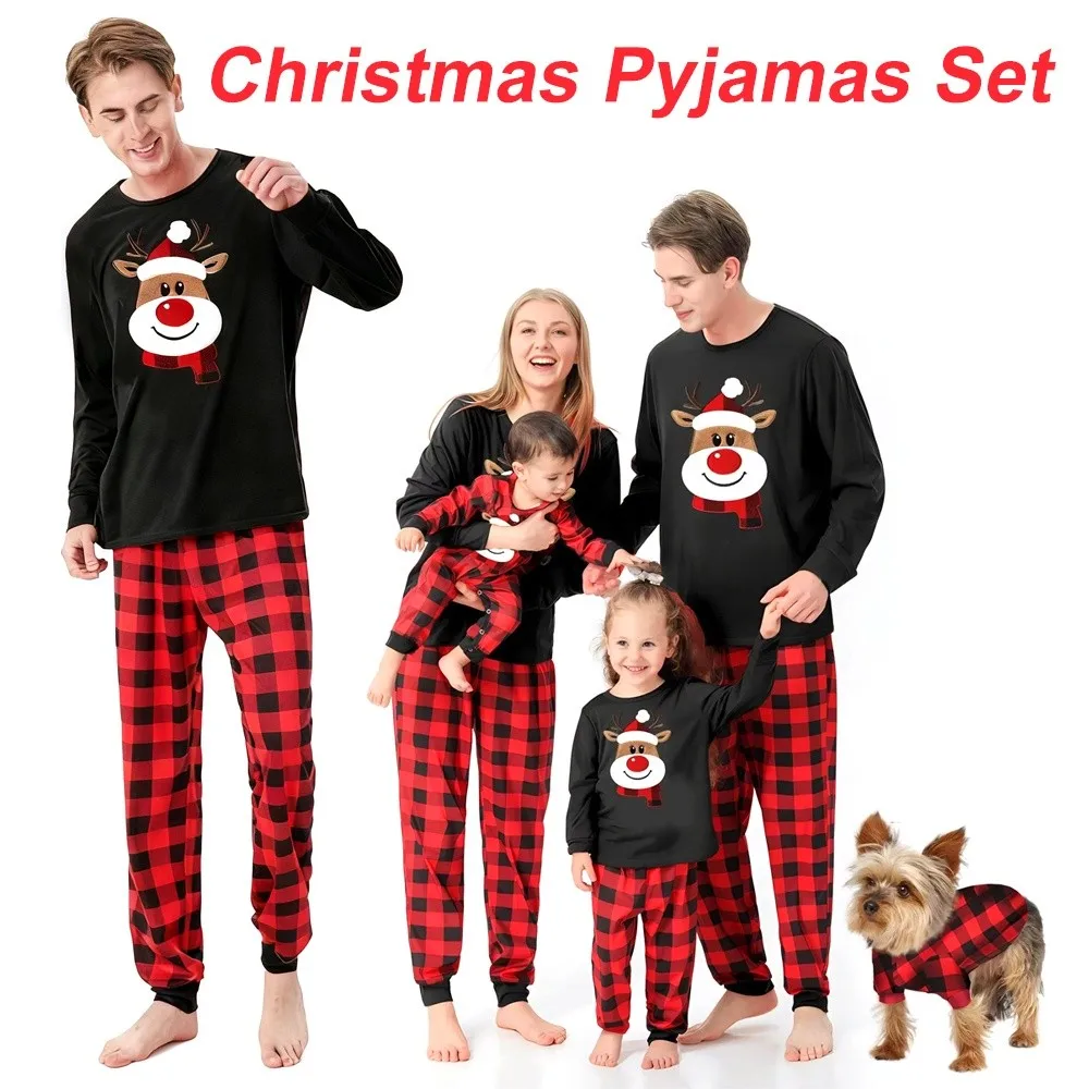 Soft Cotton Family Matching Deer Loungewear Set for Winter