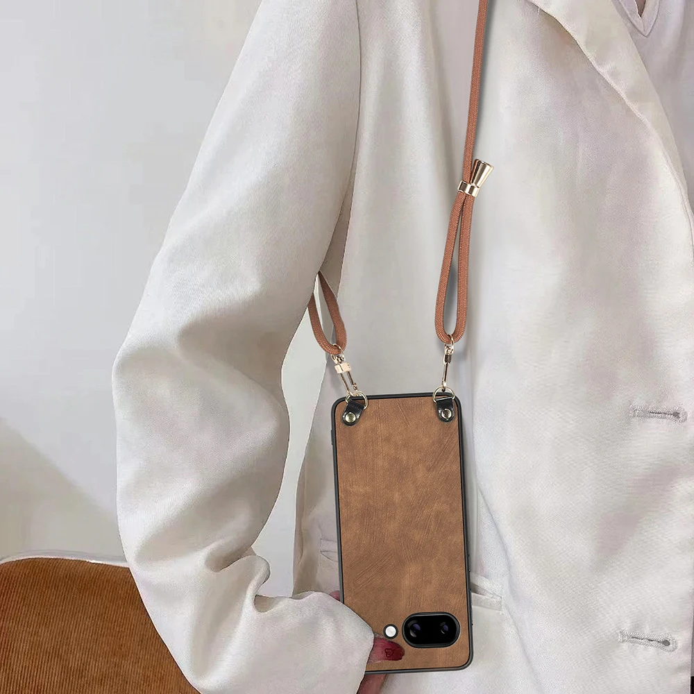 Crossbody Lanyard Matte Phone Case with Long Necklace Cord - Protective Back Cover