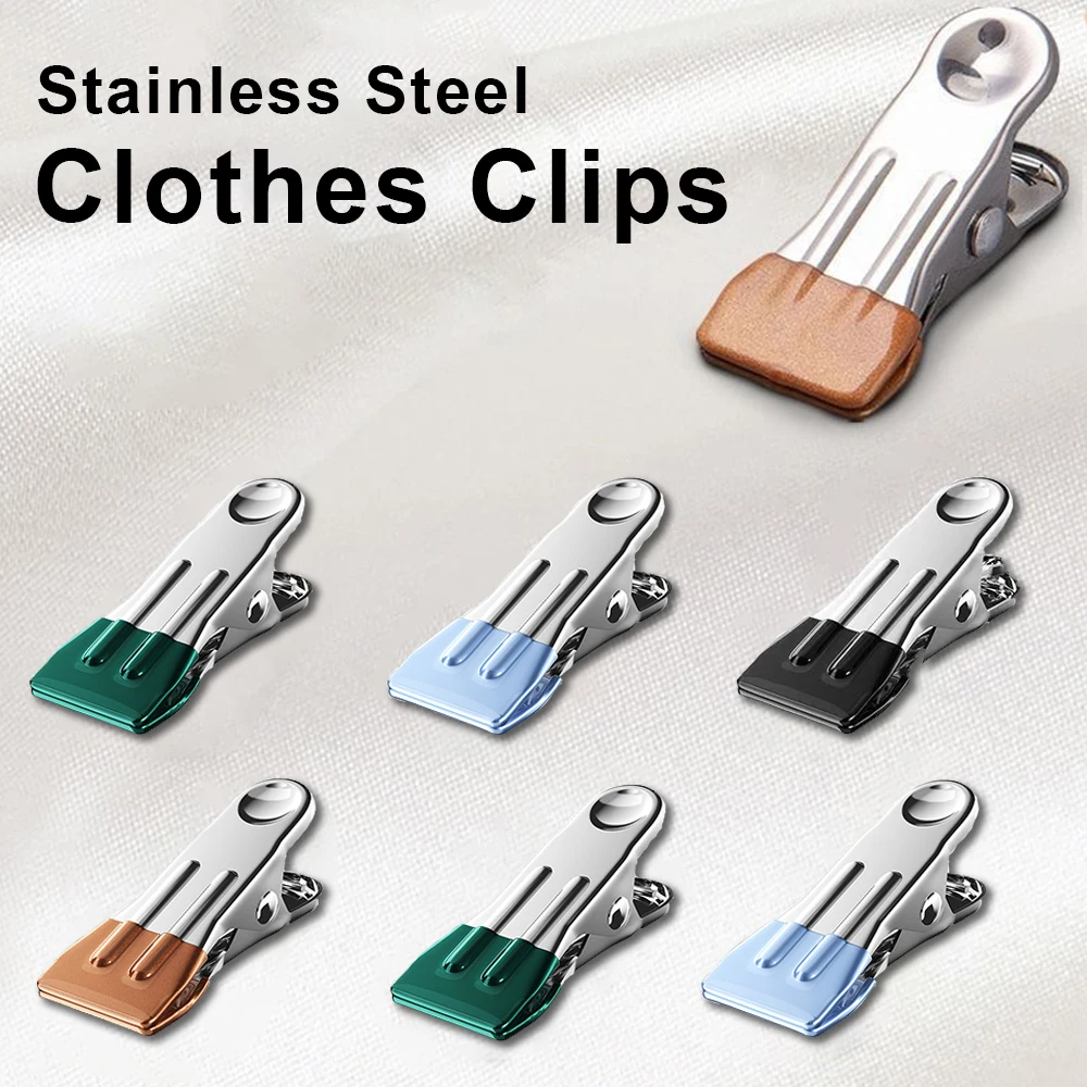 Heavy Duty Clothes Pins 5pcs 4 Colors Stainless Steel Strong Clips For Hanging Clothes Craft Beach Towel Kitchen Sock Fabric