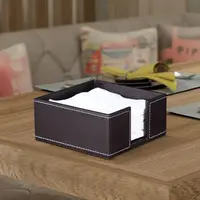 PU Leather Square Cocktail Napkin Holder Tissue Box Paper Serviette Dispenser Ba 87HA 2