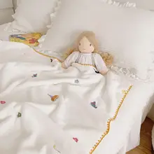 

Baby Blankets Soft Skin Friendly Milk Velvet Cute Cartoon Embroidery Pattern Blankets Multifunctional Comfortable Warm Blankets