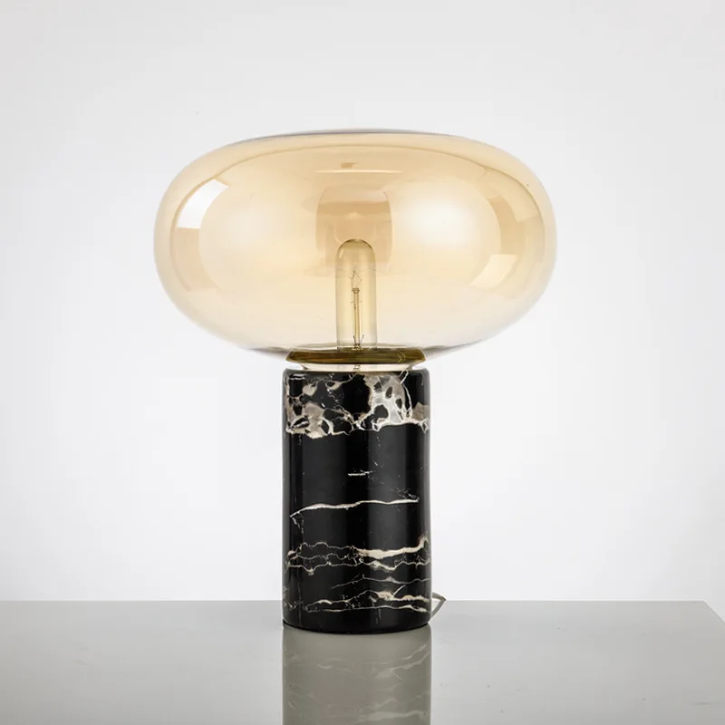 Light luxury postmodern minimalist designer bedroom living room decoration glass ball lampshade marble desk lamp