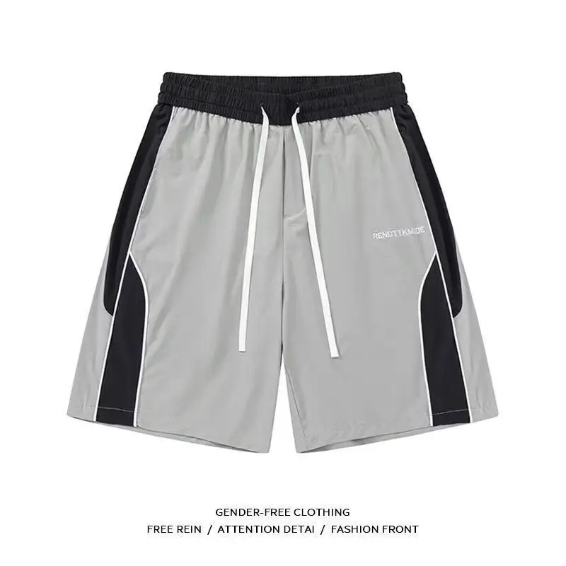 Fashion personality Korean street drawstring shorts men summer y2k simple vitality design sense couple five point sports pants