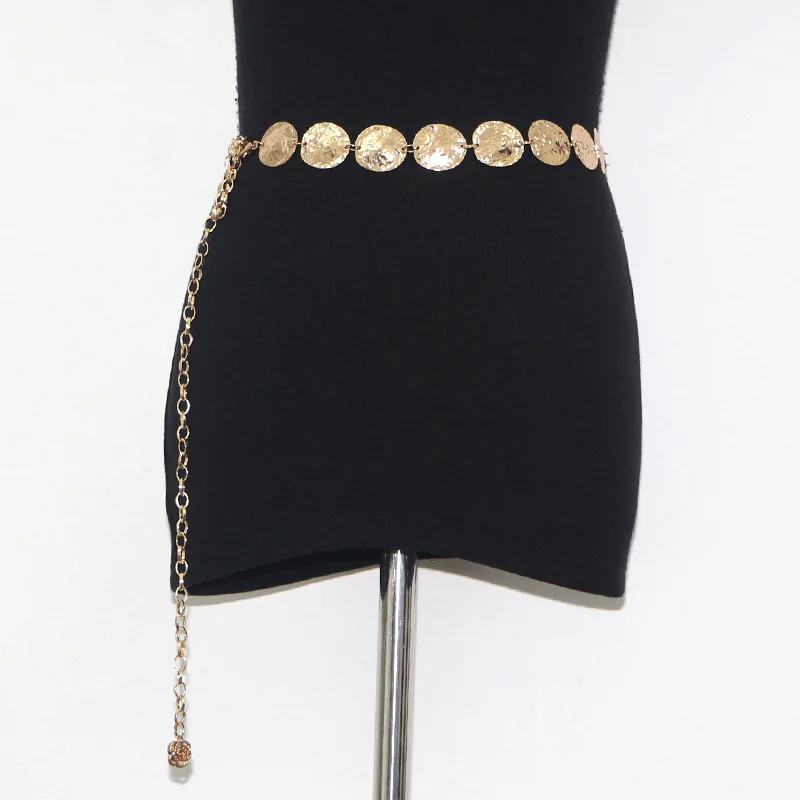 women's fashion all match circle metal waist chain