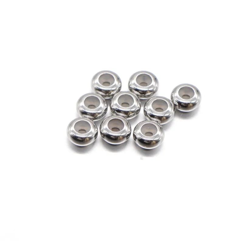 50pcs/lot 8mm Spacer Beads Stainless Steel Stopper Clip Beads Charms with Rubber inside fit Pandora Bracelet Necklaces Jewelry