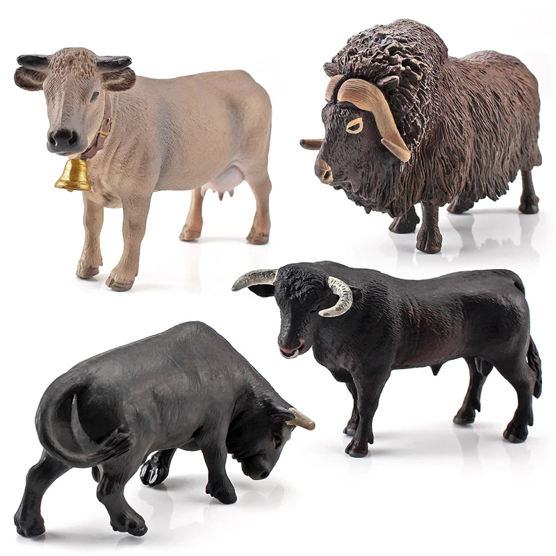 

Фигурки из ПВХ, фигурки животных из фермы, коровы, икры, быка, OX