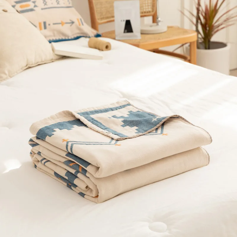 Adult Children Thin Air-conditioning Bedspread Baby Blanket Bedding Five-layer Gauze Muslin Sofa printed bedspread