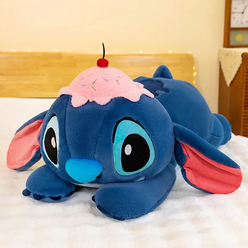 

60/80cm Lilo and Stitch Disney Plush Toys Crouching Style Pixar Anime Plushie Stich Dolls Pillow Soft Stuffed Gift for Children