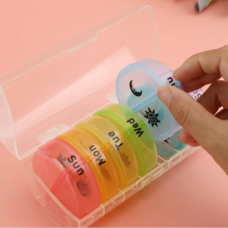 Seven-day 14-compartment Color Pill Box Easy To Carry Multi-functional Compartment Pill Box Waterproof Sealed Compartment