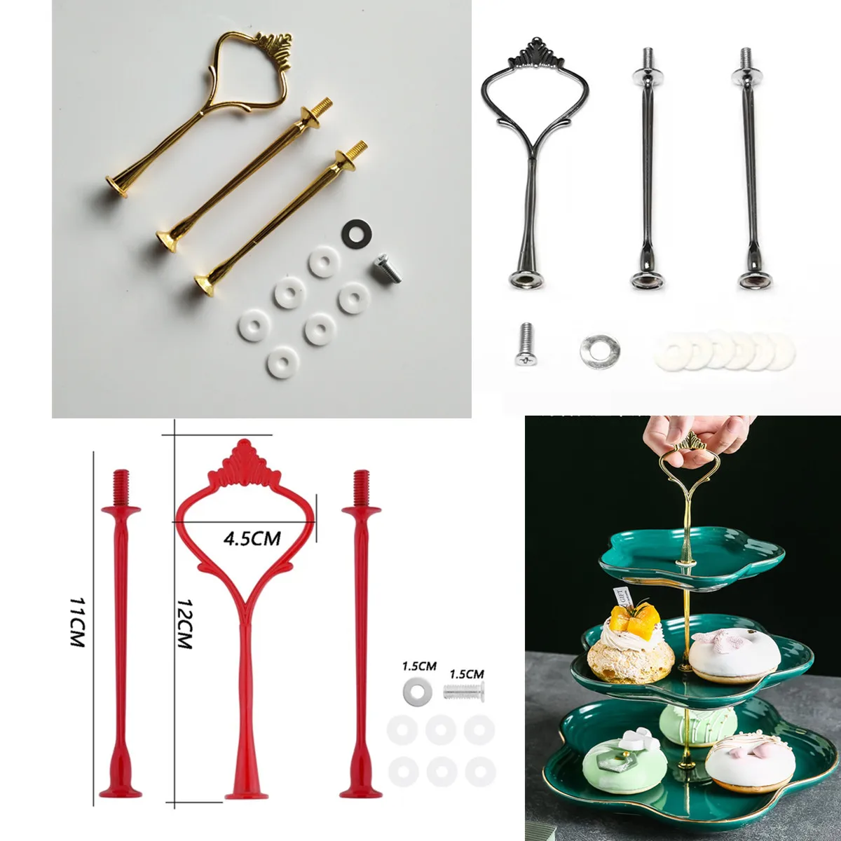 3 Tier Cake Display Stand Hardware Crown Metal Fitting Party Tray Cake Food Dessert Rack Holder for Kitchen Home No Plate