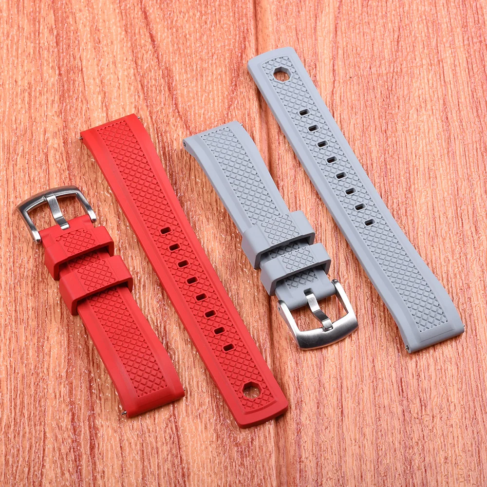 TONJETT Qualität Vulkanisiertes FKM Fluorkautschuk Uhrenarmband 20mm 22mm Slide Keeper Ring mit Schnellverschluss-Armband Sportarmband – Detail 6