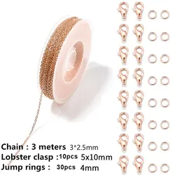 Elegant Cable Link Chains for Jewelry Making - 3m DIY Craft Kit for Necklaces, Earrings & Bracelets (Rose golden)