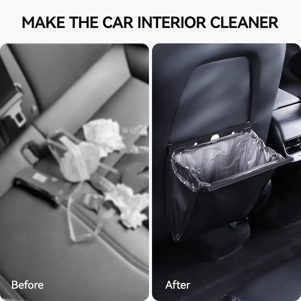 YZ For Tesla Model 3 Y Juniper Car Garbage Bag Waterproof Magnetic Adsorption Trash Can Back Seat Hanging PU Leather Storage Box