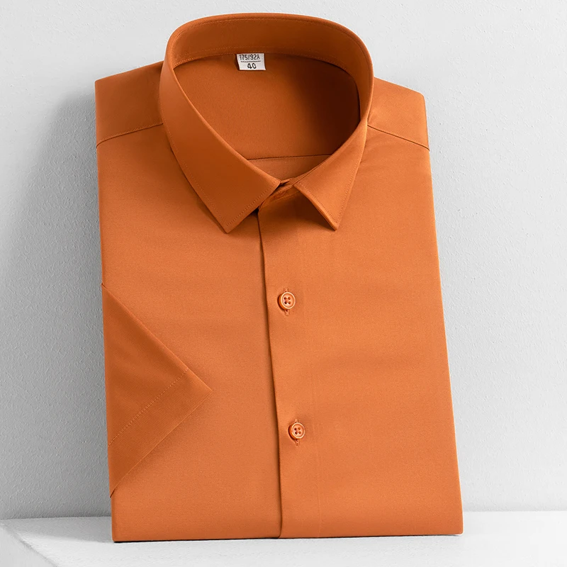 Short Sleeve Stretchy Smooth Men s Solid Dress Shirt Slim Fit short-sleeve-stretchy-smooth-men-s-solid-dress-shirt-slim-fit