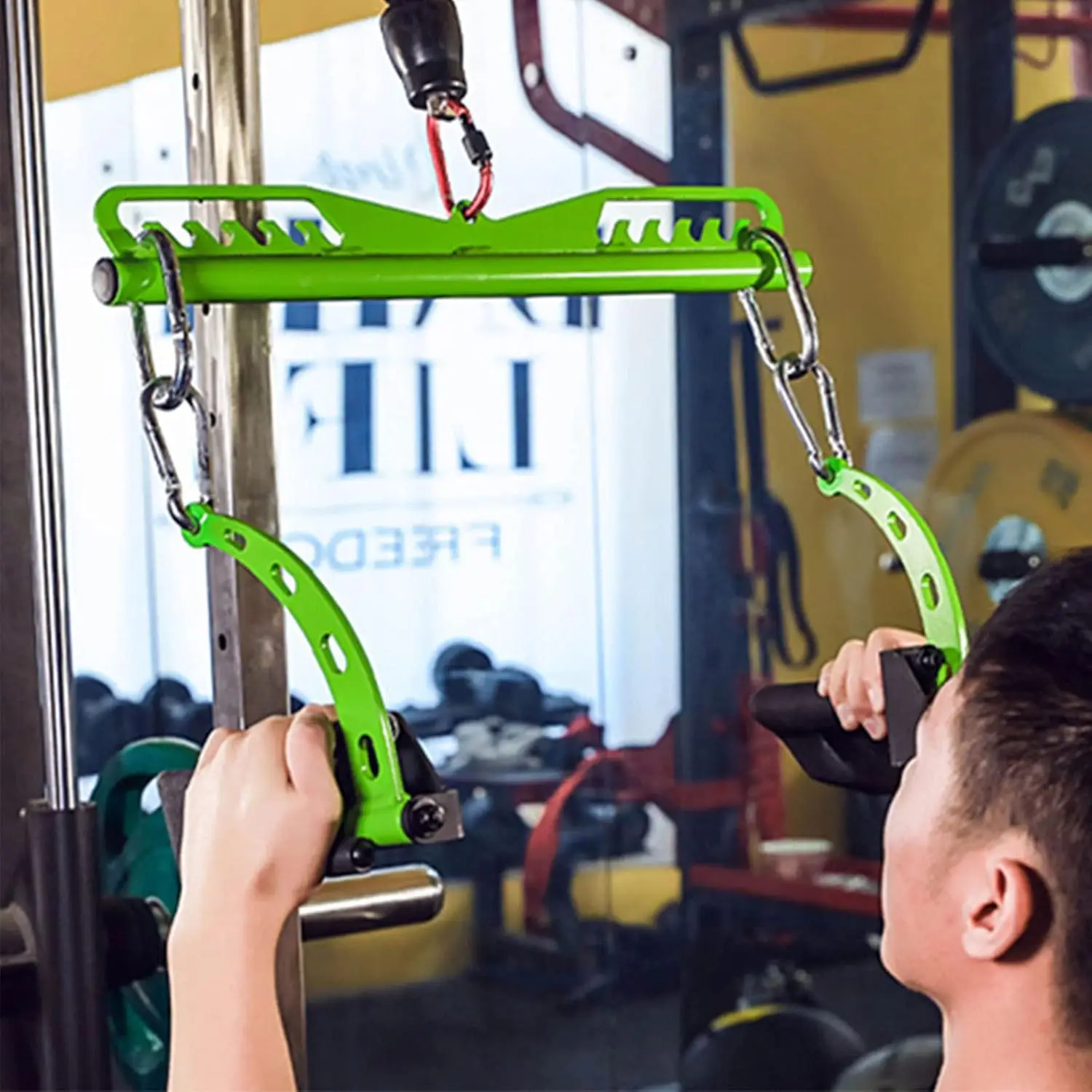 Home Gym Fitness Spreader Bar, Multi-Grip Wide Lat Pull Down Bar, Neutral Grip Handle, Lat Pulldown Attachments Long Ba 5