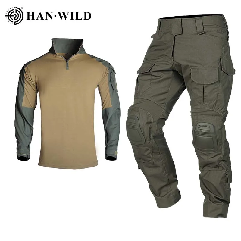 

Tactical Pants Military Men US CP Army Camouflage Shirts G3 Combat Uniform Sets with Pads Airsoft Hunting Clothes Shooting Kit