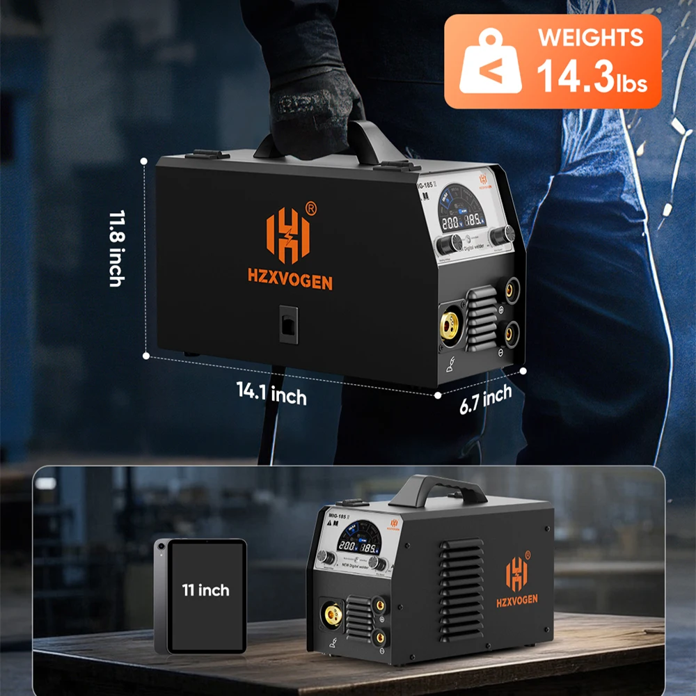 HZXVOGEN 5 in 1 MIG 185 Semi-Automatic Welding Machine welding welders Gas Mix-gas Non-Gas MIG/TIG/ARC/MMA/MAG Multifunction MIG185II 1~12MM