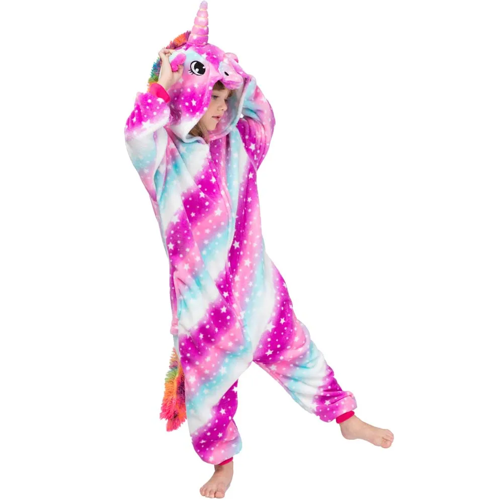 kigurumi gato onesie crianças unicórnio pijamas para crianças animal dos desenhos animados cobertor sleepers bebê traje de inverno menino menina jumspout