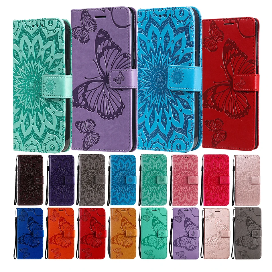 Etui Leder Brieftasche Flip Case für Samsung Galaxy S21 Ultra S20 FE S10 S9 S8 Plus S7 Edge Schmetterling Blumenmuster Telefon_voghion.com