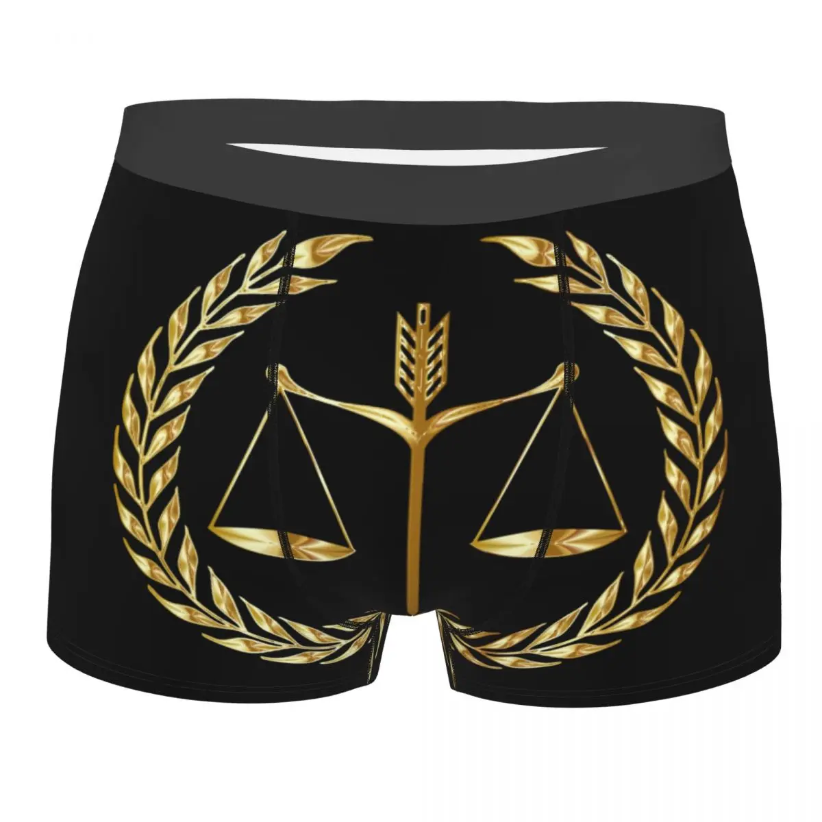 

Harajuku Gold Scales Of Justice Law Logo Men's Boxer Briefs Highly Breathable Underpants High Quality 3D Print Shorts Gift Idea