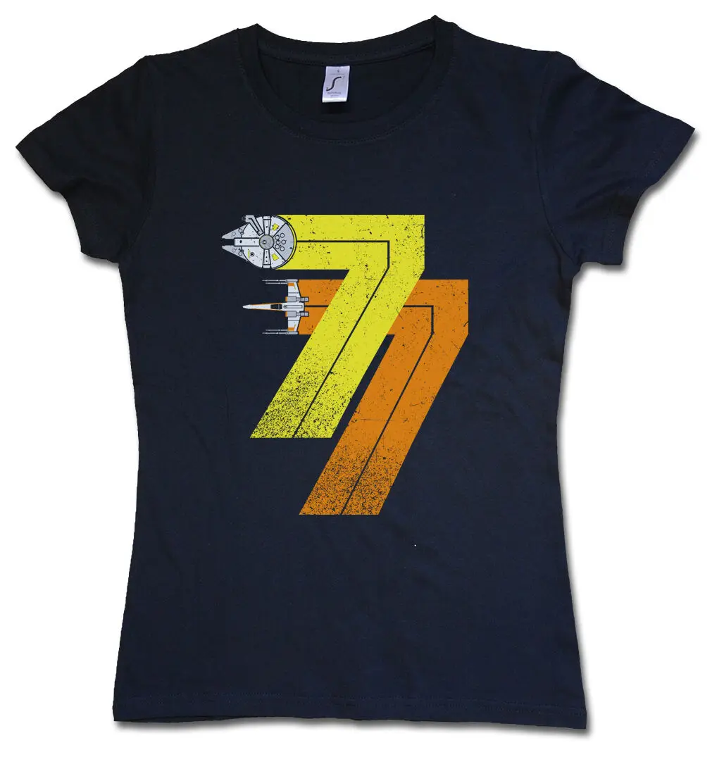 T-Shirt Donna Vintage Rebel Born 77-Star Millenium Dart Year Alliance Falcon