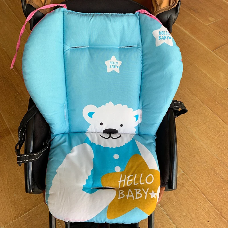 Cute Polar Bear Baby Stroller Seat Cushion Pushchair Pram Cotton Mattress Cartoon Print Infant Stroller Accessories Soft Pad