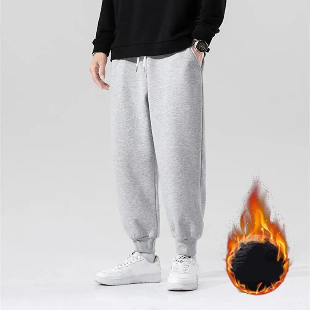 

Autumn Winter Warm Men Jogger Pants Thicken Velvet Loose Casual Sports Pants Thermal Trousers Streetwear High Waist Sweatpants