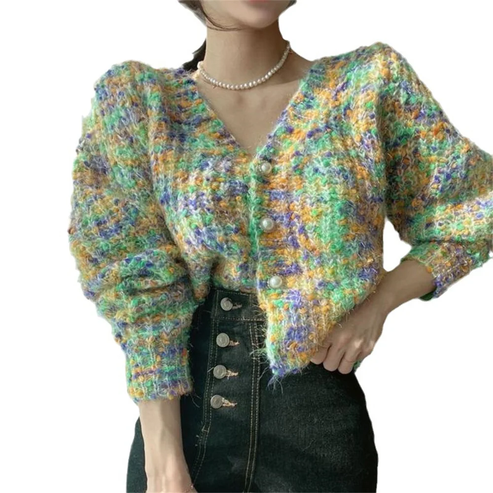 

Женский вязаный кардиган, свободный свитер большого размера, верхняя одежда на осень и зиму, 2023