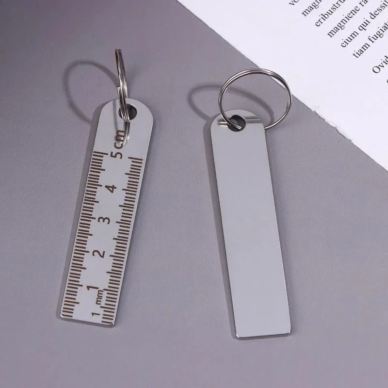 미니 스테인리스 스틸 자자형 열쇠고리 | 1-5cm 휴대용 측정 도구 키링 (분실 방지 측정자)