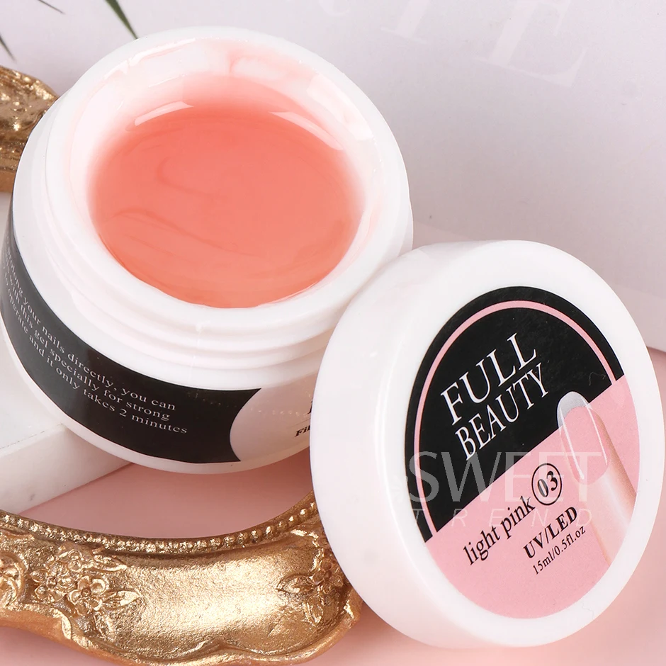 15ml Poly-Acryl Nagelverlängerungsgel in Nude-Rosa, Weiß und Transparent, Aufbaugel für Französische Maniküre und Nagelverlängerung – Detail 12