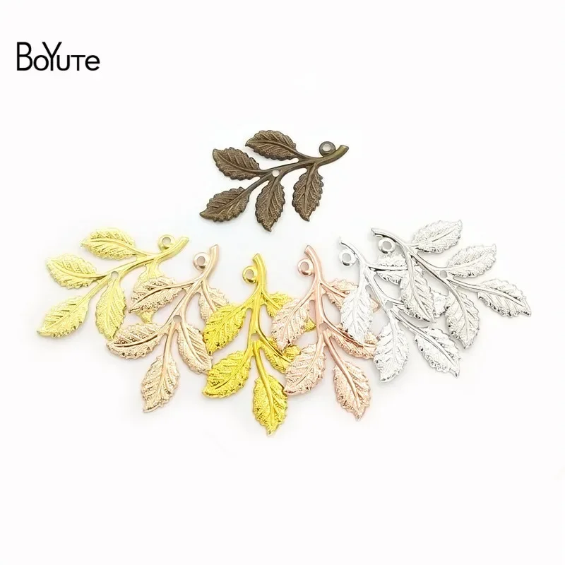 

BoYuTe (50 Pieces/Lot) Metal Brass Stamping 32*50MM Branch Leaf Plate Diy Jewelry Making Materials