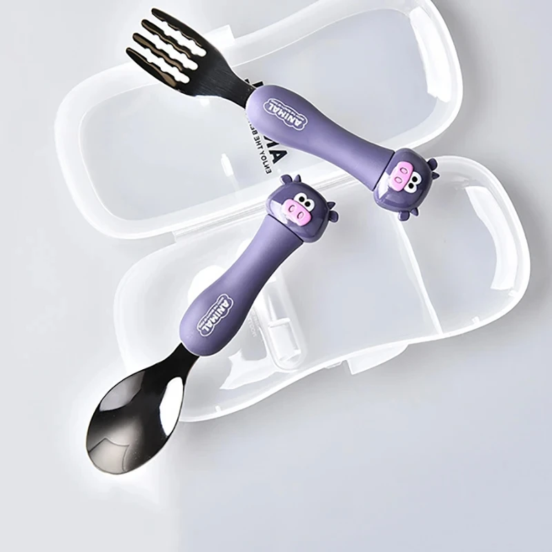 Tableware Cartoon Kids Spoon and Fork Set Dessert Spoon for Children Fork Baby Gadgets Children's Cutlery for Kids cutlery set baby feeding spoons