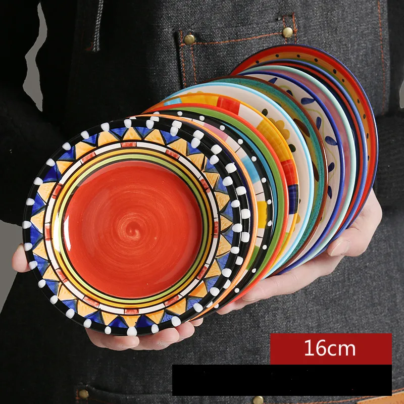 

New Style 16cm Creative Hand Painted Ceramic Small Tableware Dishes Fashion Cute European Cake Snack Dessert Plates