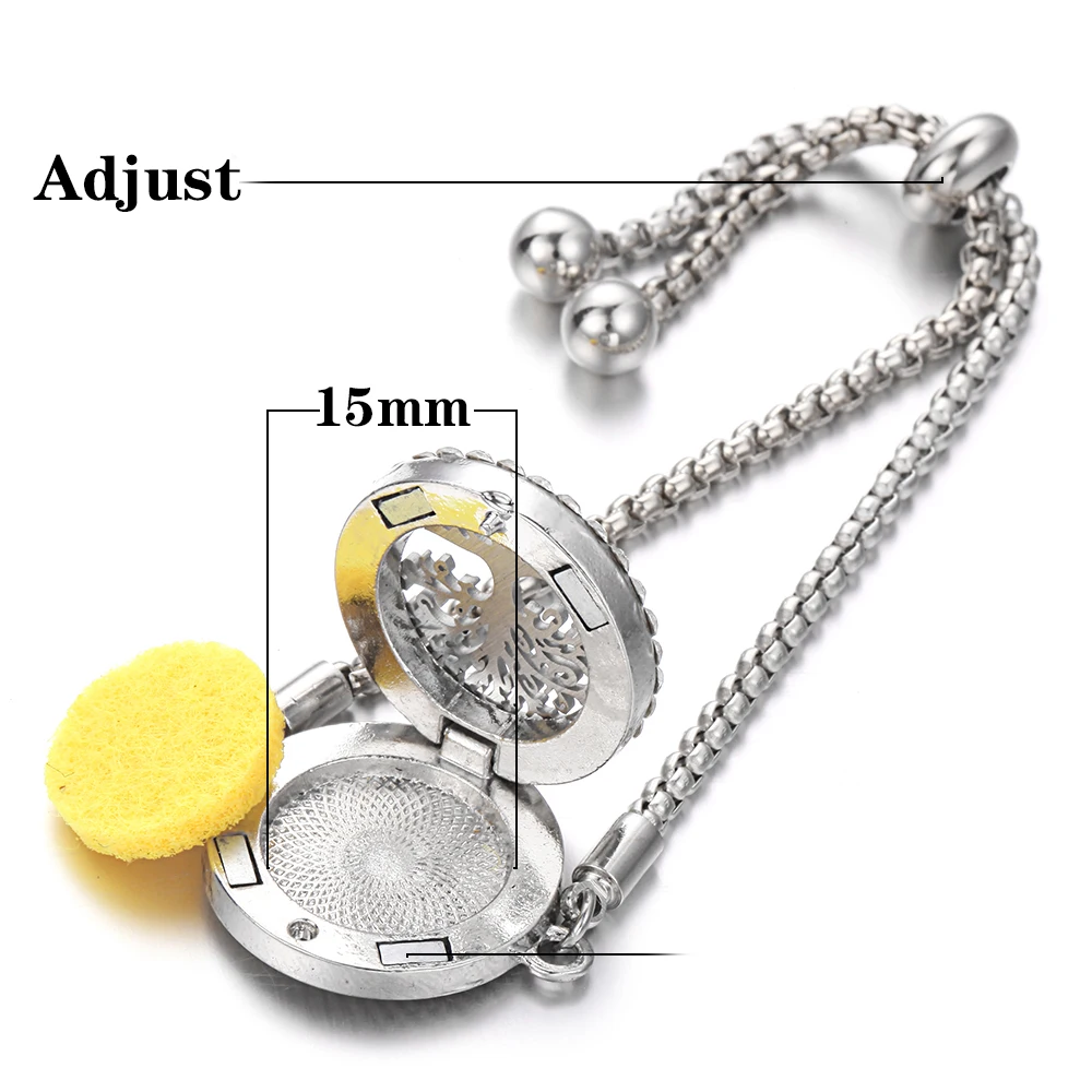 Aromatherapy Bracelet Diffuser Jewelry Tree of Life Locket Bracelets Crystal Perfume Essential Oil Diffuser Bracelet Women Men