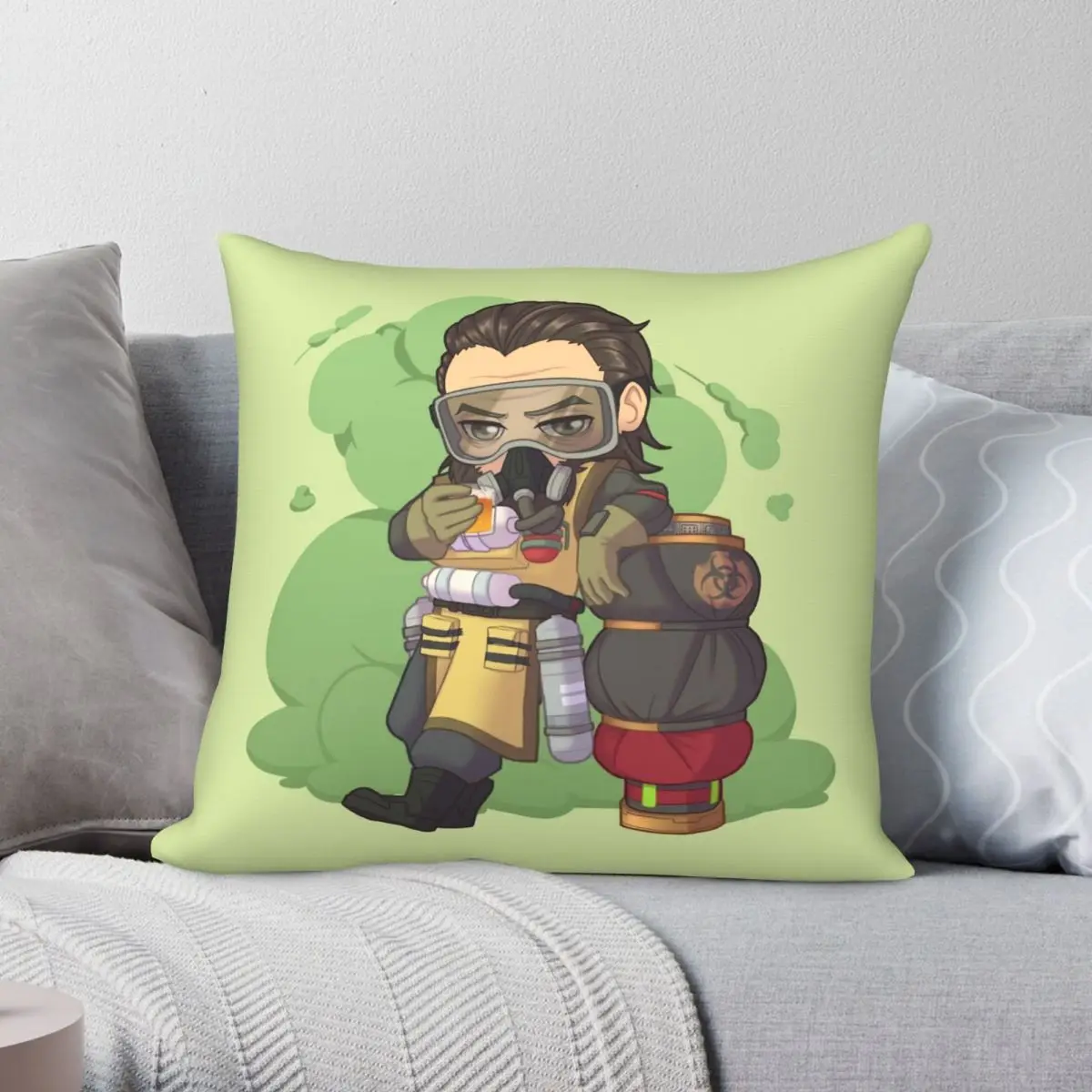 

Apex Legends Chibi Caustic Pillowcase Polyester Linen Velvet Creative Zip Decor Car Cushion Cover 18"