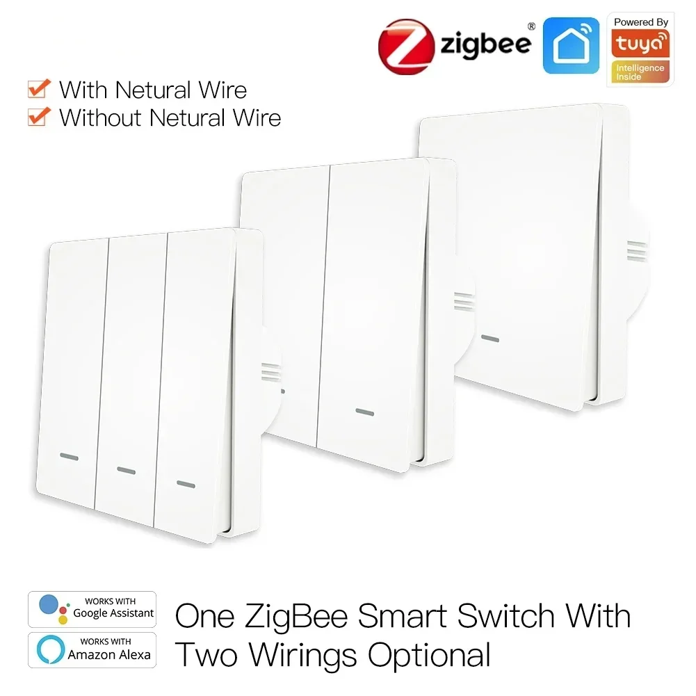Tuya Zigbee Wall Switch Smart Light Switch Wall Light Switch Neutral Wire/No Neu