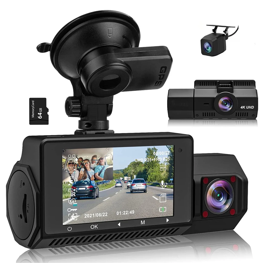 

3 Channels Car DVR Motion Detection Vehicle Driving Recorder Front Rear Camera Car Camcorder IR Night Vision 24H Parking Monitor