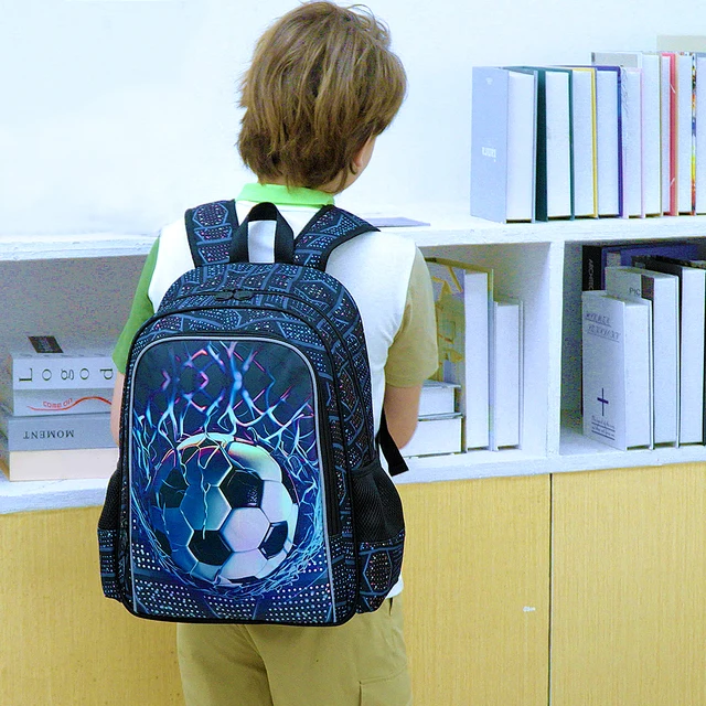 Mochila Infantil Unisex Juego 3 Piezas Mochila Escolar Chaqlin - Térmica + Estuche - Tema Fútbol Fuego - Para Niños Primaria Mochila Térmica Niños